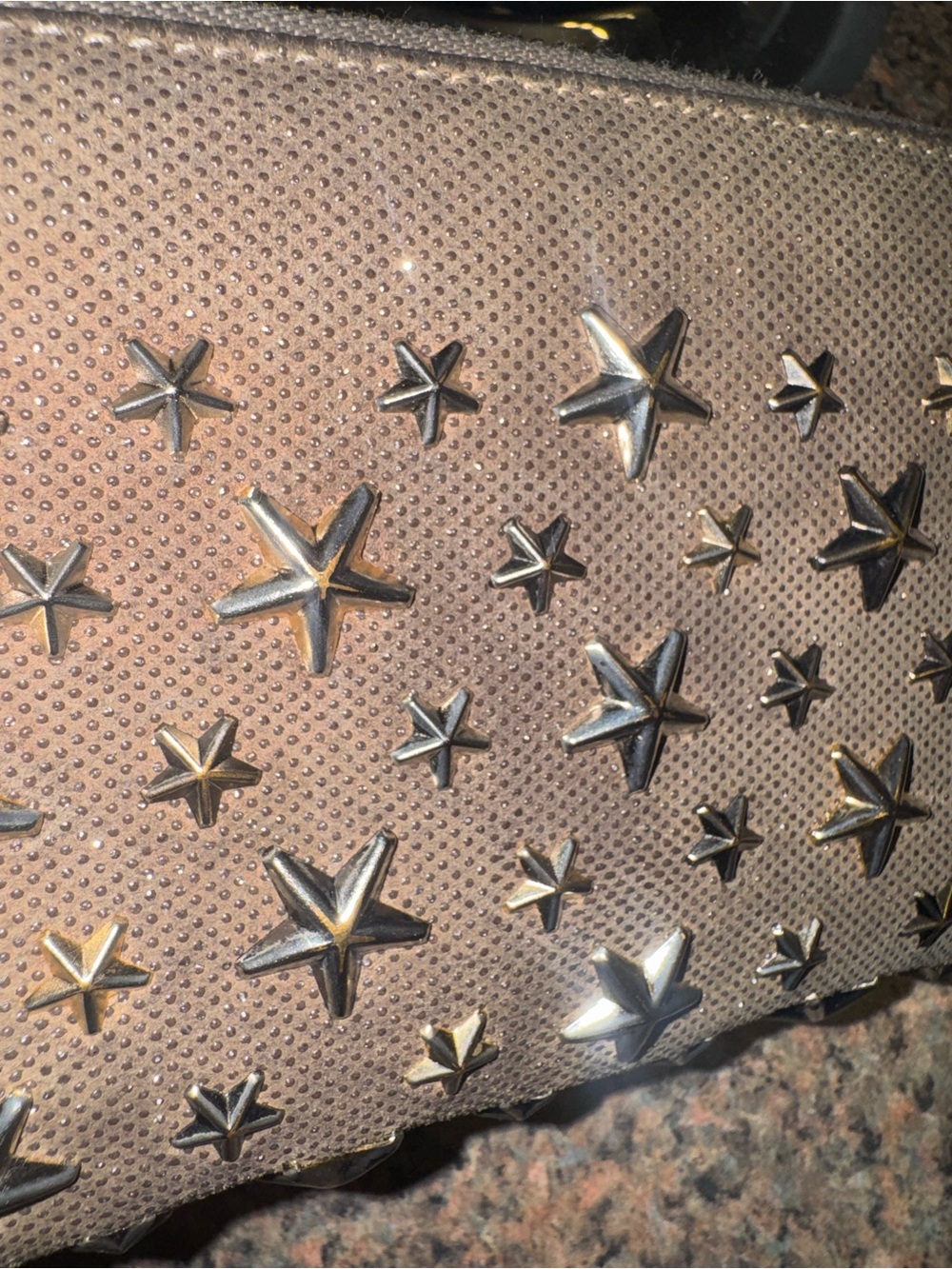 Jimmy Choo Metallic Taupe Star- studded glitter Zip wallet with COA’s - Picture 2 of 8